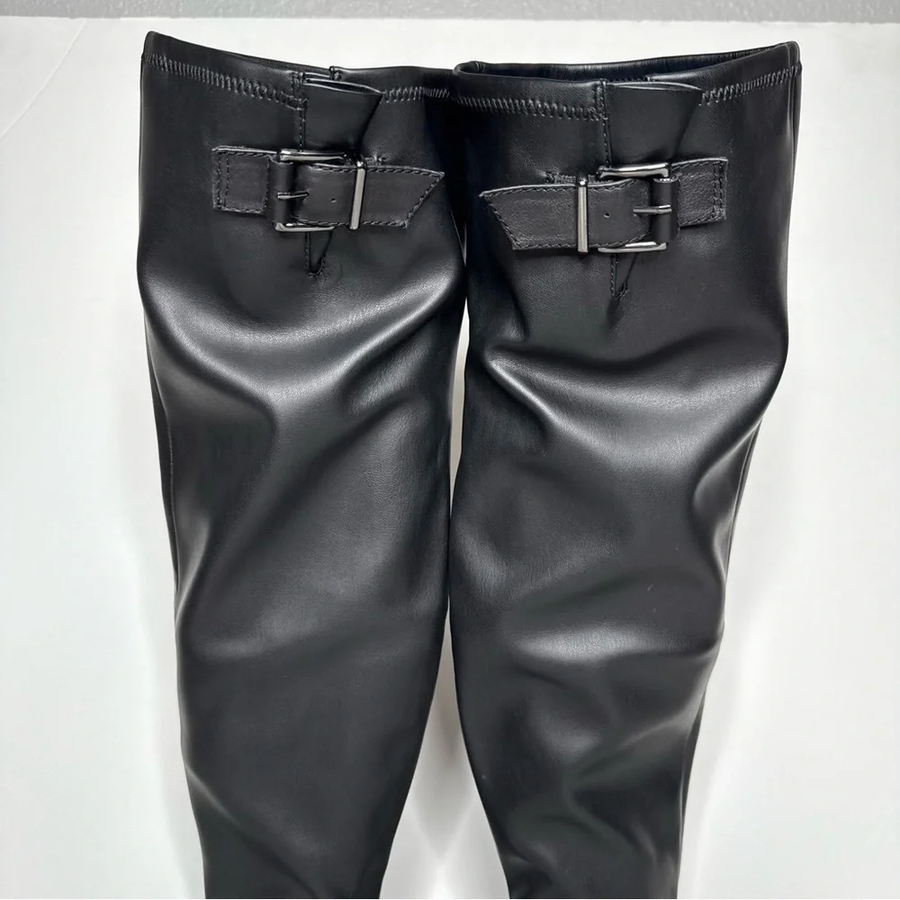 Vince Camuto Abrila Black Lug Sole Over the Knee Boot 6 1/2 M